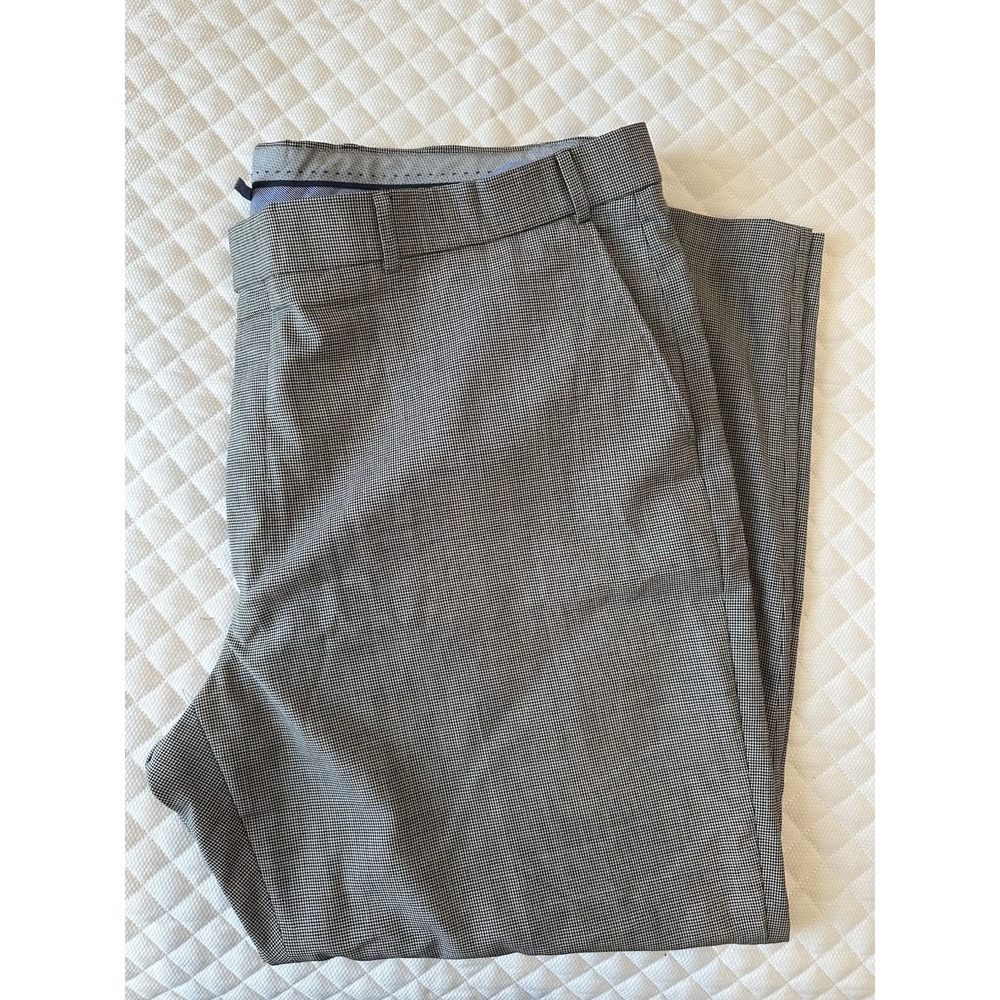 Ballin Comfort-EZE Houndstooth 100% Wool Dress Pants Gray Pleated Straight 44